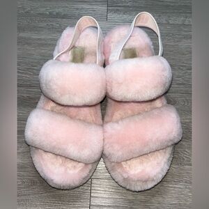 UGG Fluff Yeah Slide Pink Sheepskin Sandals Size 7